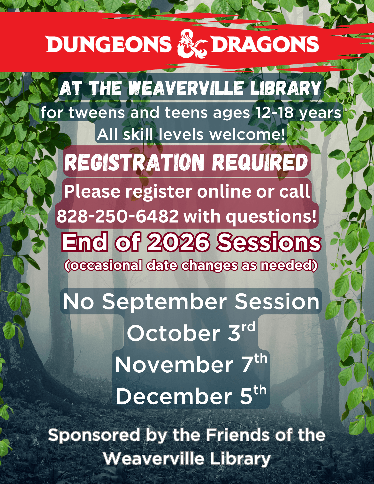 Dungeons & Dragons for teens (12-18) at the Weaverville Library
