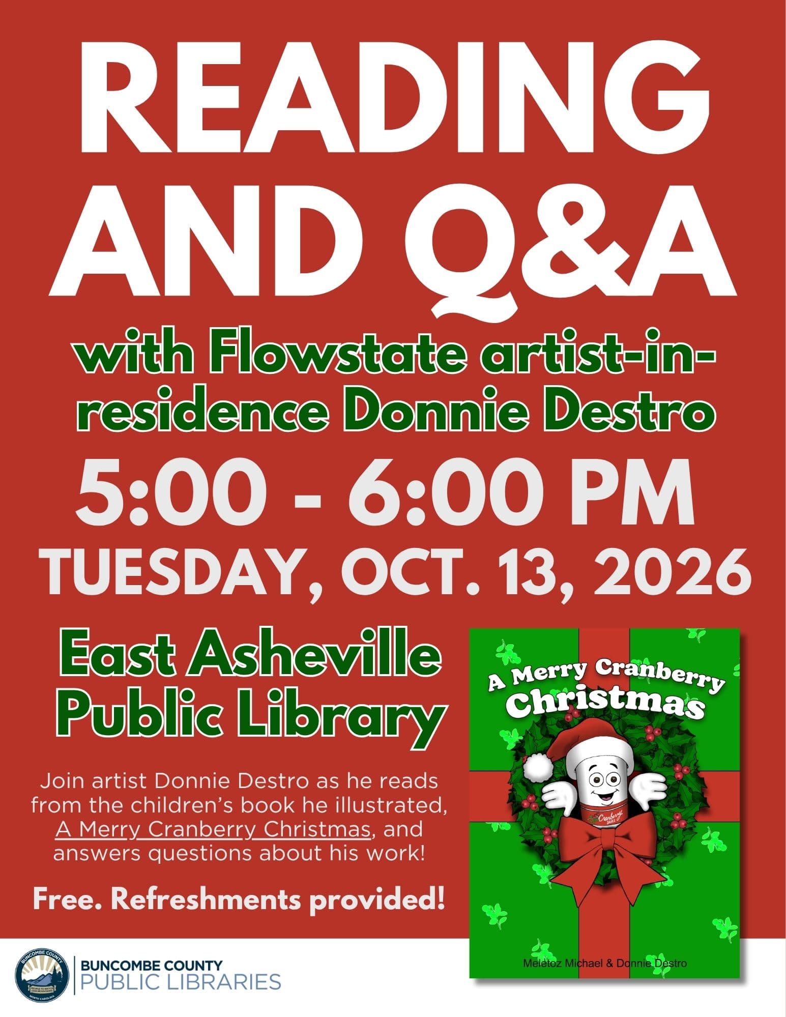 Reading and Q&A with Flowstate artist Donnie Destro
