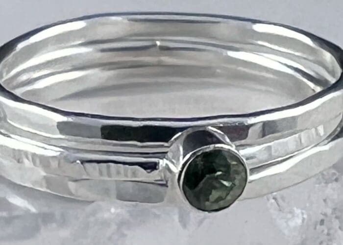 Silver Stacking Rings with Gemstone