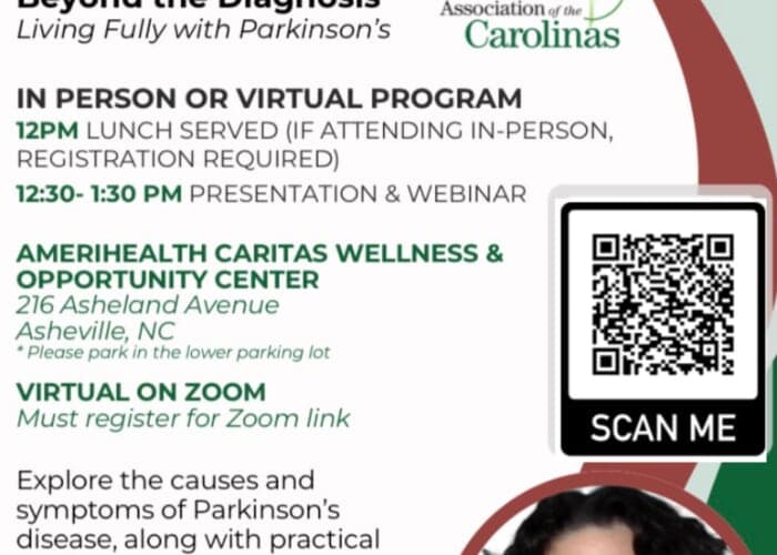 LIVE Webinar w/ Parkinson Assoc of the Carolinas (LUNCH for in-person)