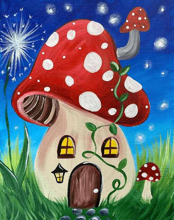 Paint & Sip at Wicked Weed Funkatorium- Mushroom House