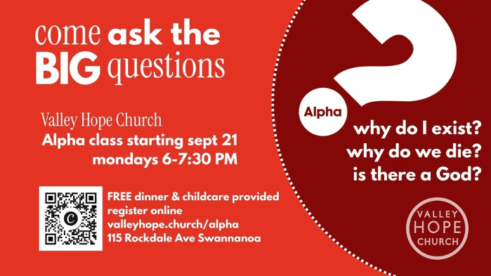 Come Ask the BIG (or small) questions over a FREE meal! - It's Alpha!
