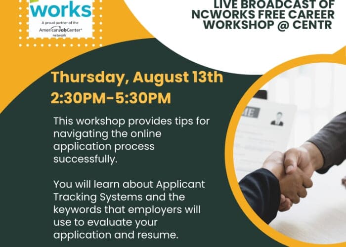 NCWorks LIVE WEBCAST Career Workshop @ ACNC: Mastering Online Applications