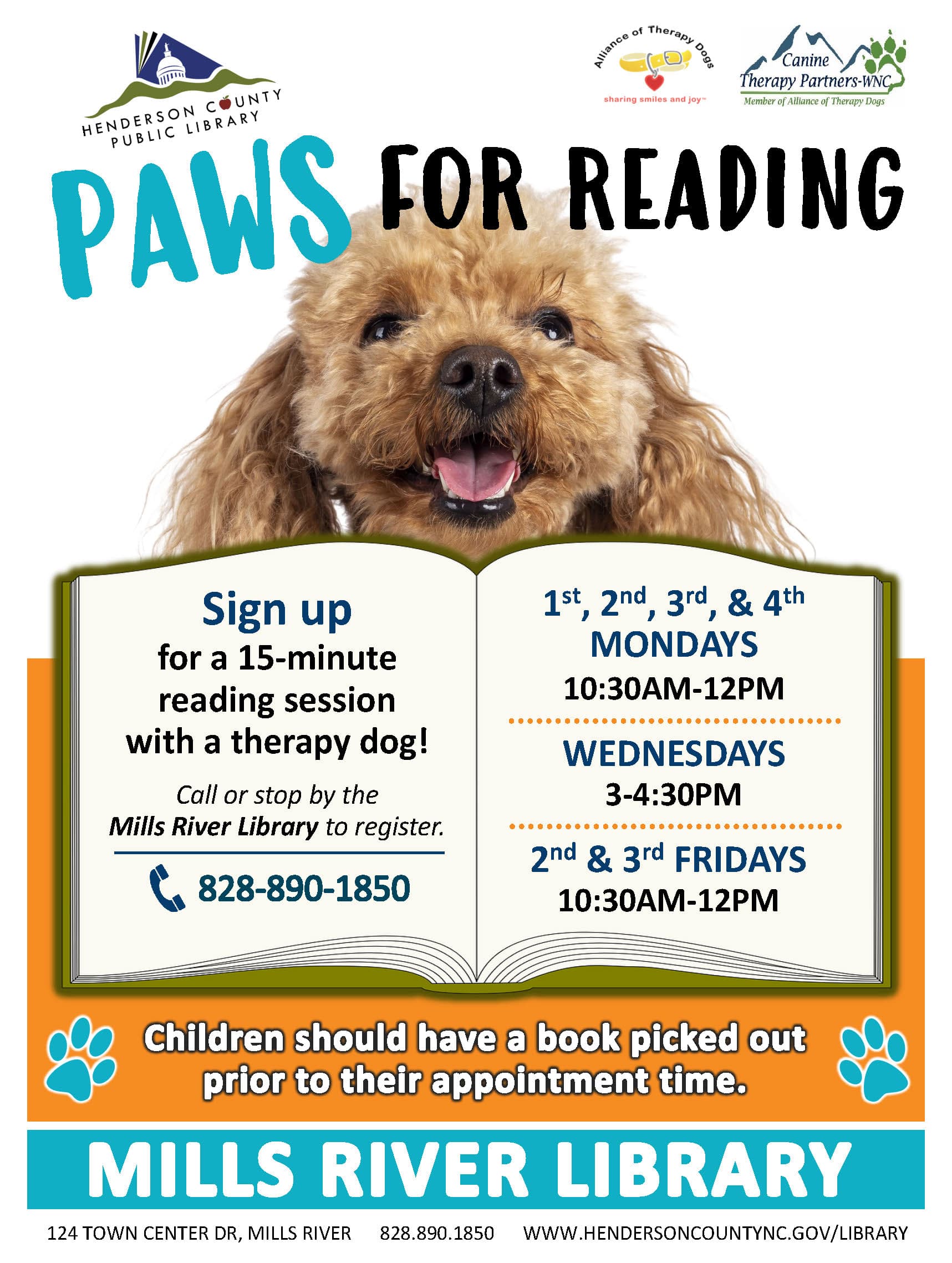 PAWS for Reading at the Mills River Library