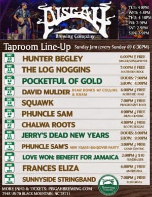Pisgah Brewing Upcoming Music Lineup