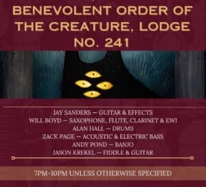 Live Jazz Tuesday: Benevolent Order of the Creature, Lodge No. 241 - Sanders, Boyd, Hall, Page, Pond & Krekel