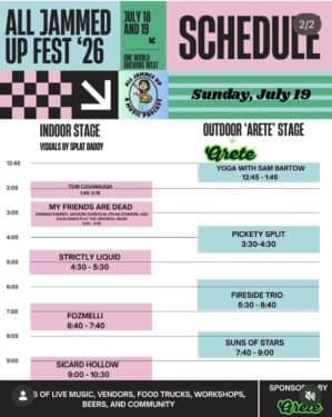 All Jammed Up Fest - Sunday Schedule
