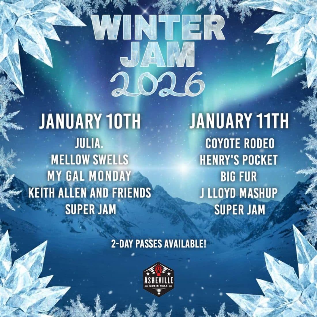 Winter Jam feat Keith Allen & Friends, My Gal Monday, Mellow Swells & Julia