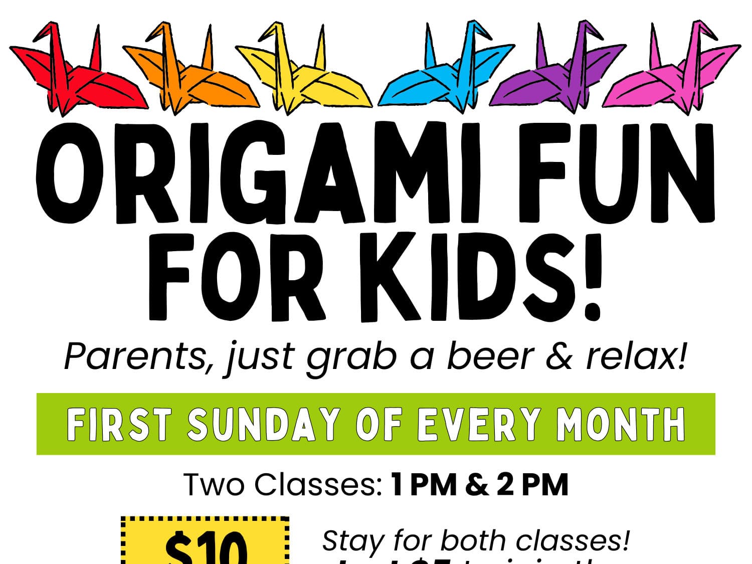 ORIGAMI FUN for Kids at Turgua Brewing.