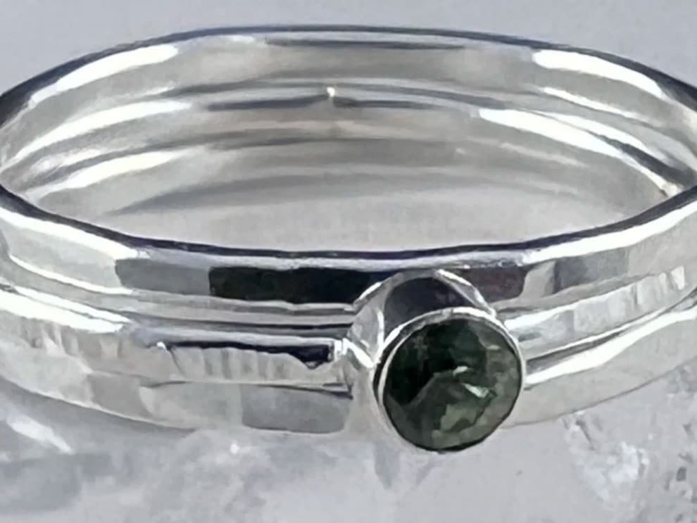 Silver Stacking Rings with Gemstone