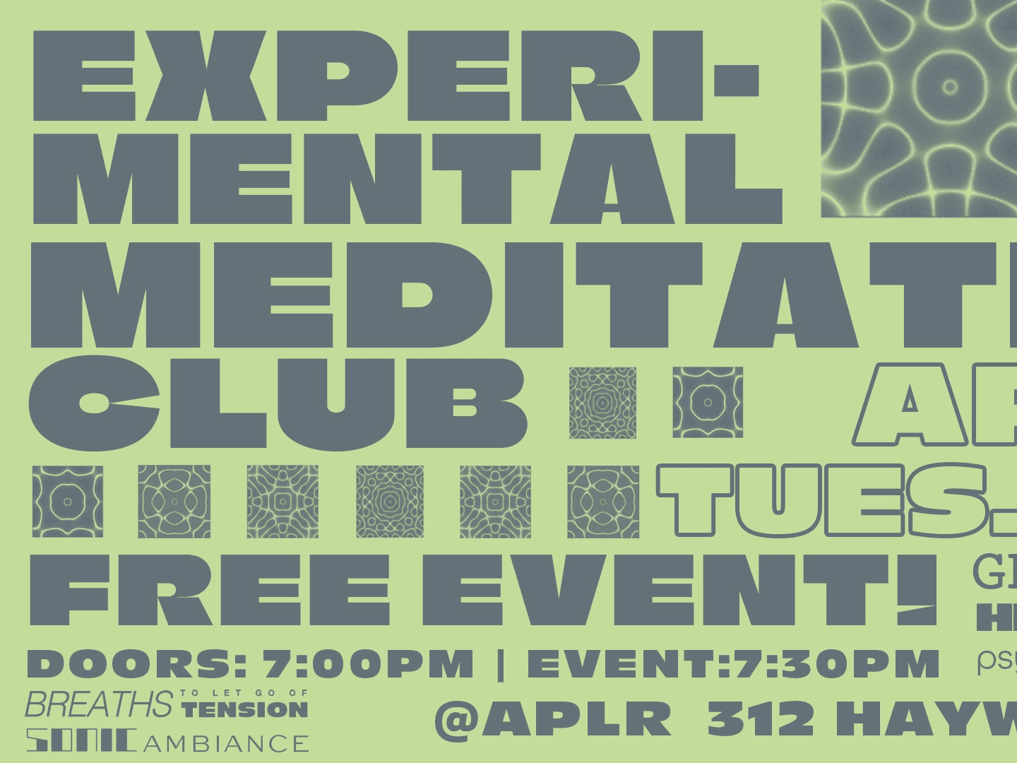 Experimental Meditation Club with Kelly Kelbel and Tony Rolando