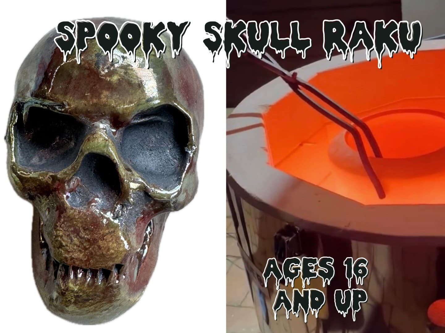 Spooky skull Raku