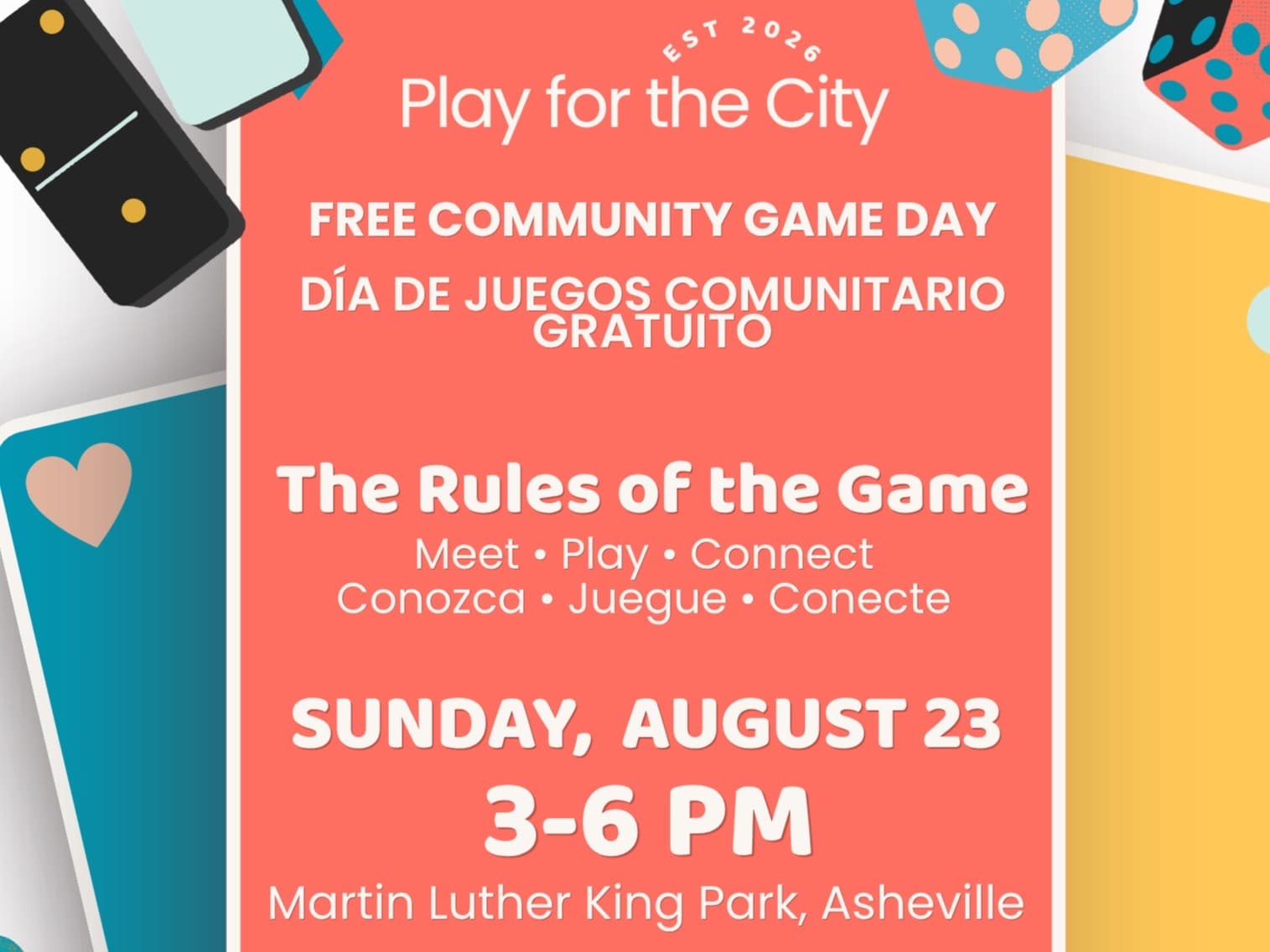 Free Community Game Day Aug. 23 - Día de Juegos Comunitario Gratis, 23 de agosto