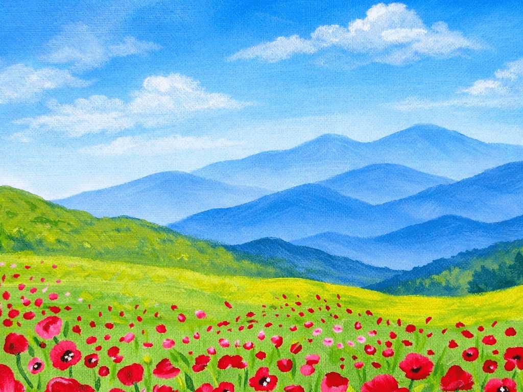 Wednesday Night Wine & Paint- Blue Ridge Poppies