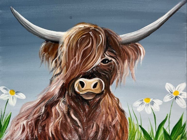 Bebop Wednesday Night Wine & Paint- Highland Cow