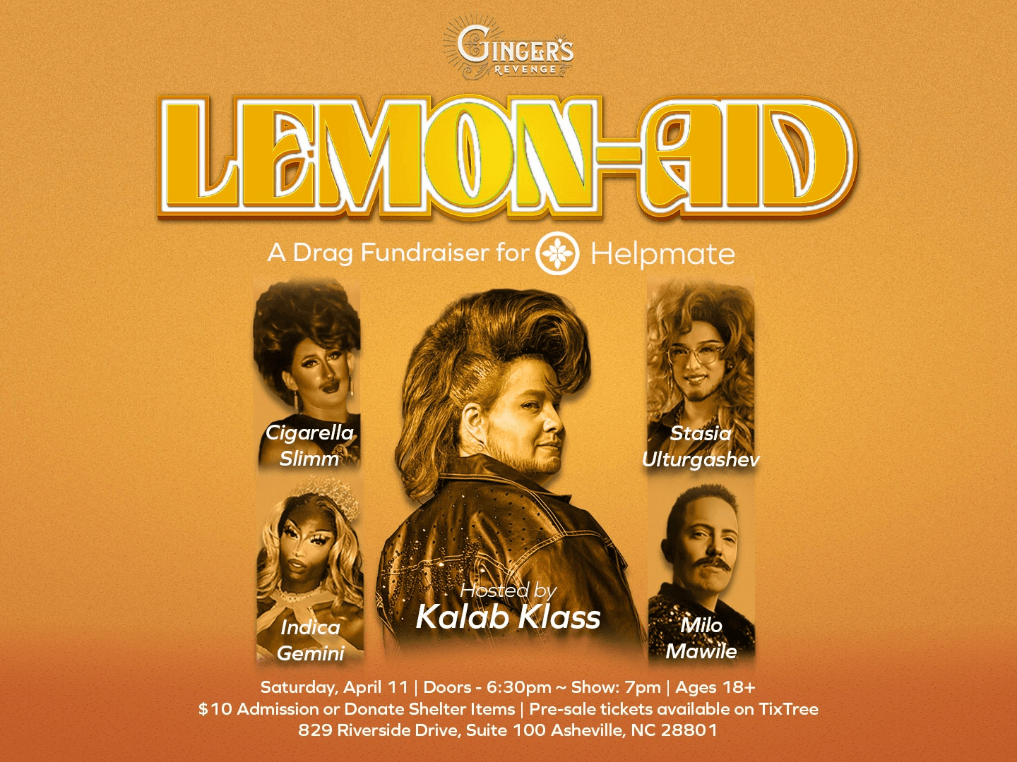 Lemon-Aid | A Drag Fundraiser for HelpMate at Ginger's Revenge