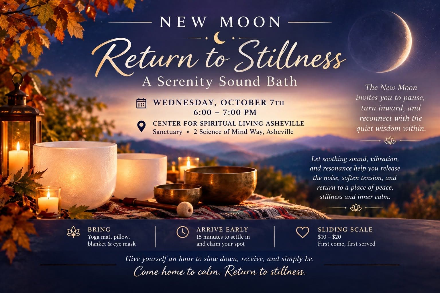 🌑✨ New Moon: Return to Stillness Sound Bath 🌑✨